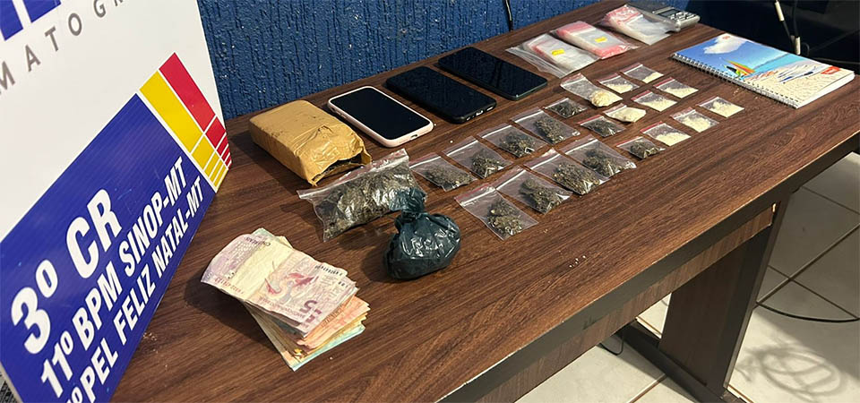 Duas pessoas são presas em flagrante pela Polícia Militar por tráfico de drogas