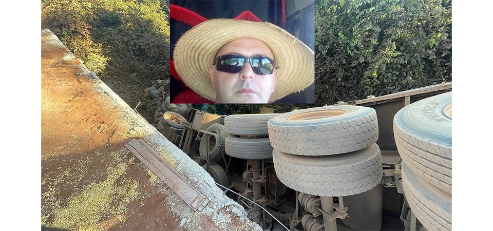 Motorista morre após caminhão despencar de ponte em estrada rural
