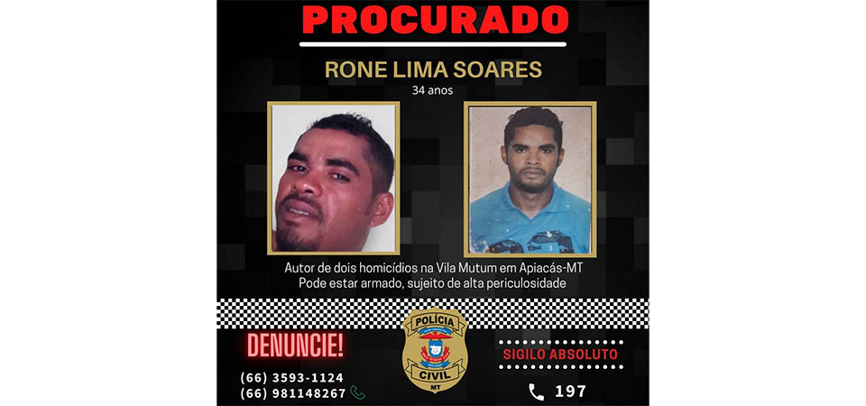 Polícia Civil procura autor de duplo homicídio em zona de garimpo