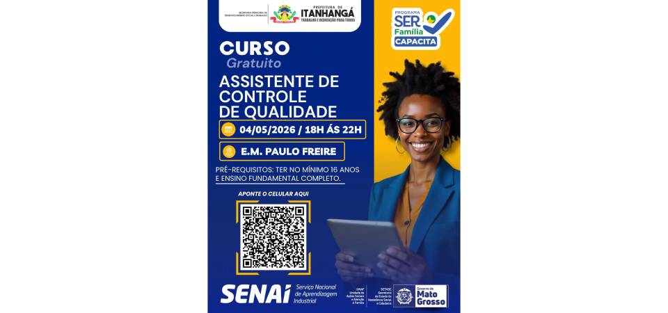 Itanhangá: Secretaria de Desenvolvimento Social oferece curso de capacitação gratuíto