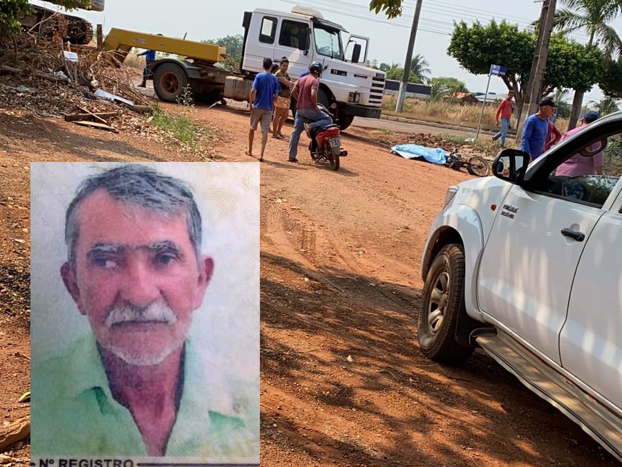 Idoso tem cabeça esmagada por carreta prancha