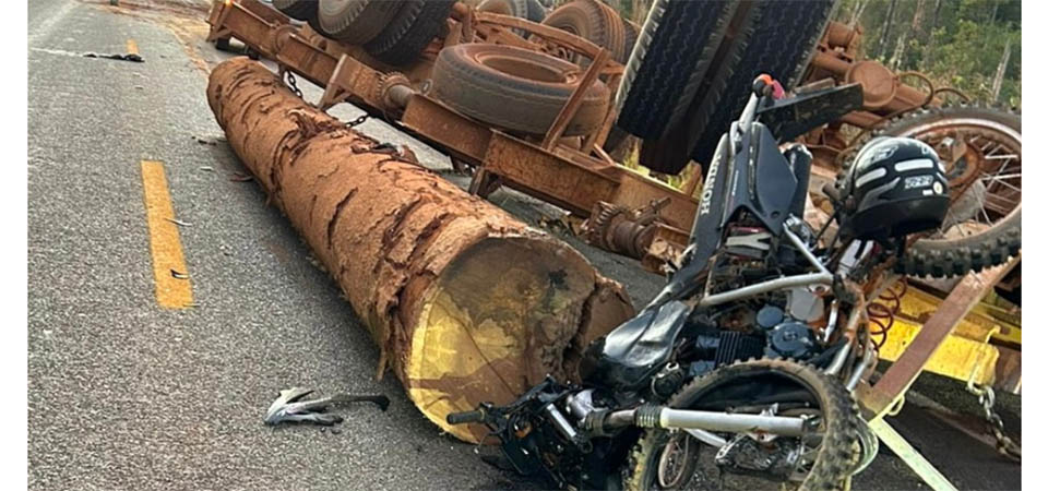Homem morre após ser atingido por tora de madeira durante descarregamento