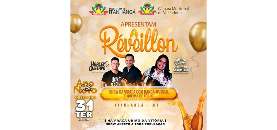 Itanhangá: Hoje show da virada com queima de fogos e amanhã posse dos eleitos