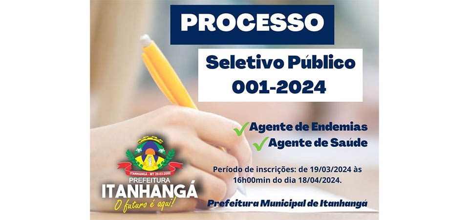 Itanhangá: Inscrições para processo seletivo para área da saúde termina hoje, dia 18/04
