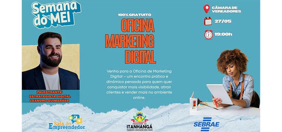 Itanhangá: Oficina de Marketing Digital será realizada no dia 27 de maio