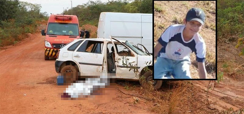 Menino de 13 anos morre após carro da família perder roda e capotar na estrada