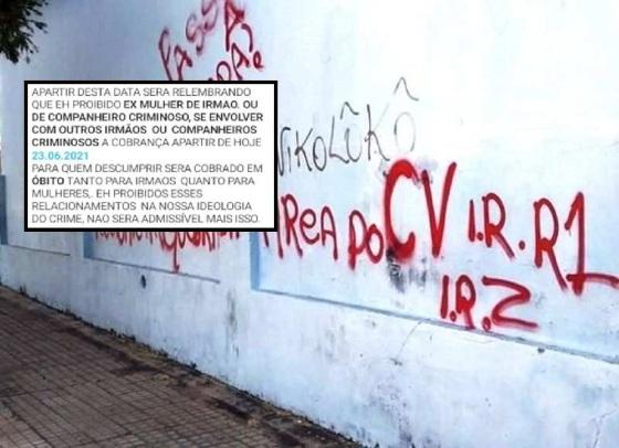 Facção avisa que bandido que namorar ex de comparsas serão executados