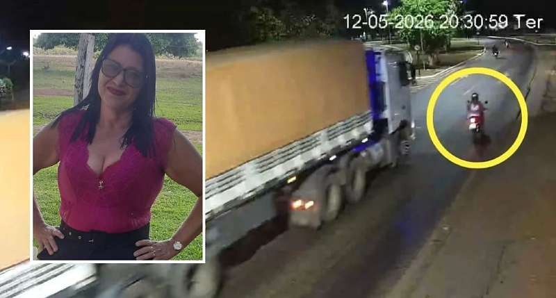 Mulher morre em grave acidente envolvendo carreta e motocicleta. Vídeo