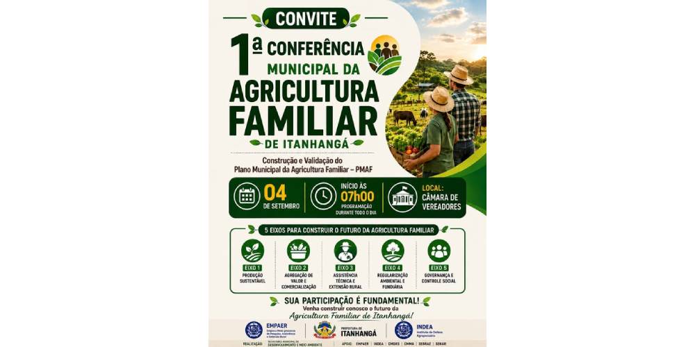 Itanhangá: Prefeitura vai realizar a 1ª Conferência Municipal da Agricultura Familiar