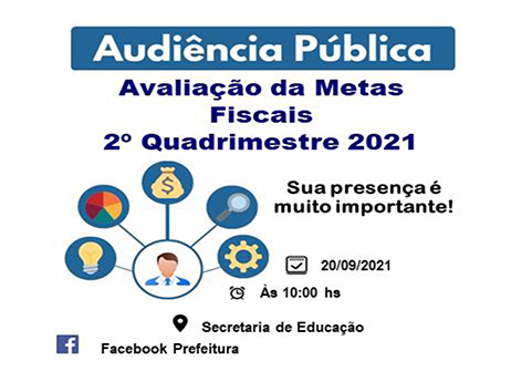 Itanhangá: Audiência Pública vai demonstrar e avaliar as metas fiscais do 2º quadrimestre de 2021