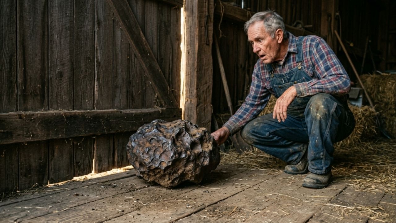 Fazendeiro encontra bloco de pedra estranho no quintal e o usa como calço de porta por décadas, até descobrir que o objeto era um meteorito raro avaliado em mais de 100 mil dólares