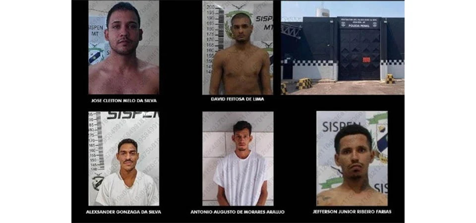 Cinco detentos com extenso histórico criminal fogem de presídio em MT