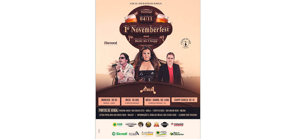 Itanhangá: Grandioso BAILE DO CHOPP, vai ser neste sábado, 04/11