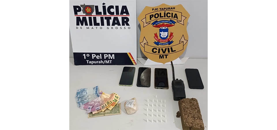Tapurah: Ação integrada fecha ponto de venda de drogas e aprende porções de entorpecentes