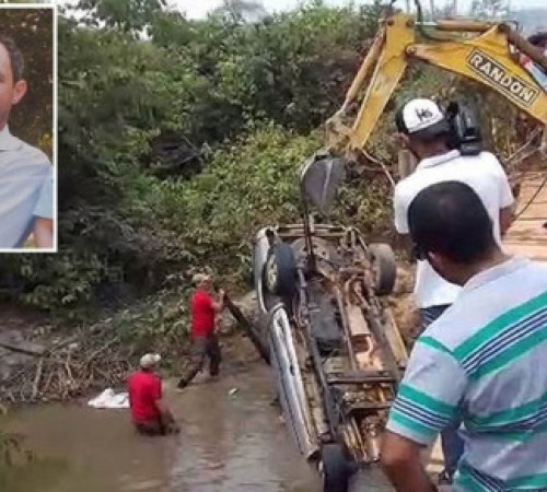 Sargento da PM morre afogado após caminhonete cair de ponte