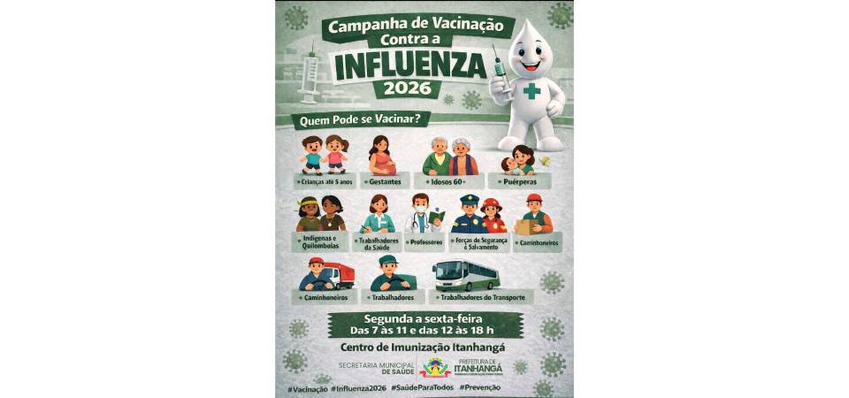 Itanhangá: Secretaria de Saúde reforça convite para vacinação contra a Influenza 2026