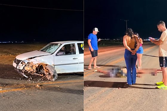 Nova Maringá: Batida entre moto e carro mata piloto, que tem perna dilacerada