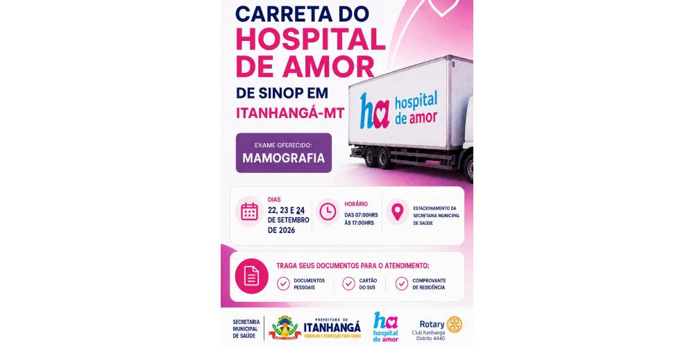 Itanhangá: Carreta do Hospital do Amor estará realizando exames de mamografia