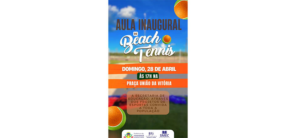 Itanhangá: Neste domingo, 28/04, tem aula inaugural de Beach Tennis