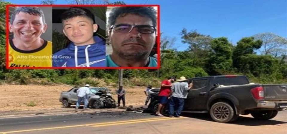Colisão entre Frontier e picape mata três homens na MT 208