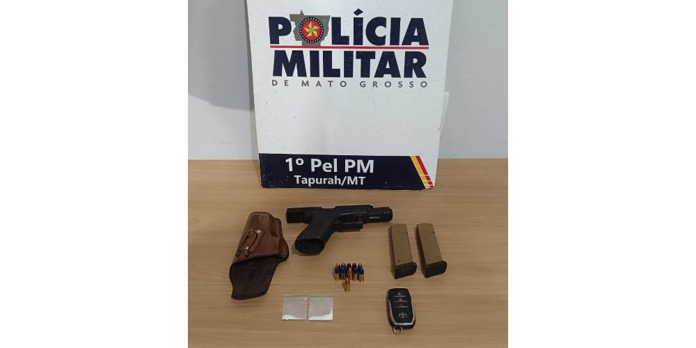 Tapurah: Policia Militar e Civil cumprem mandato de busca e apreensão e prendem homem com arma e droga