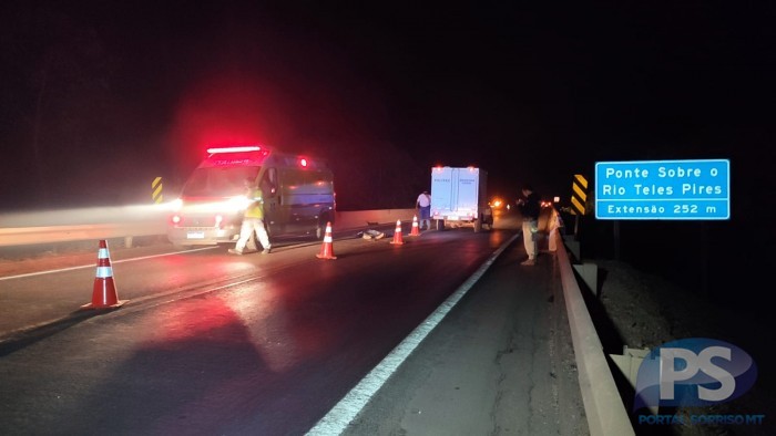 Homem morre ao ser atropelado em cima de ponte na BR-163