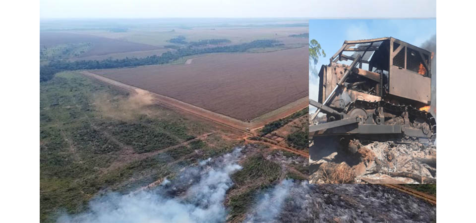 Itanhangá: Fogo em trator de esteira coloca em risco as lavouras na região do Simione. Fotos e vídeos