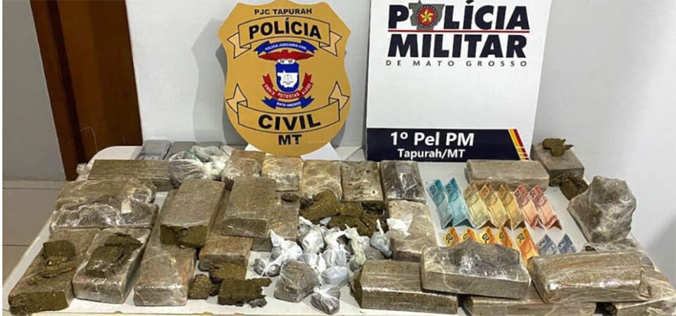 Tapurah: Polícias Militar e Civil prendem dupla e apreendem adolescente com 12 quilos de maconha