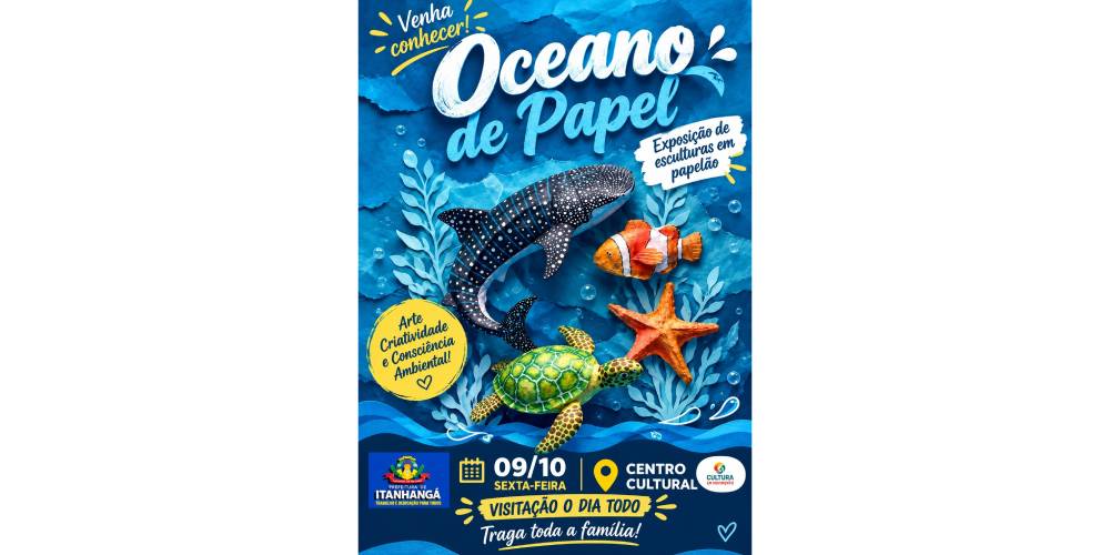 Itanhangá: Exposição Oceano de Papel mudou de data; Agora vai ser na sexta-feira, dia 09/10