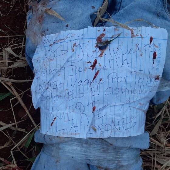 Corpo de adolescente é encontrado sem mãos e com bilhete