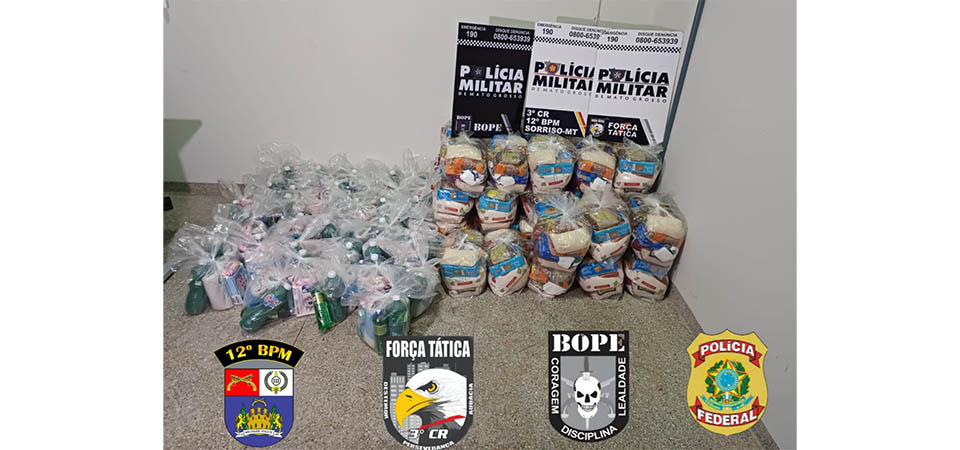 Polícia Militar apreende drogas e cestas básicas destinadas a famílias carentes