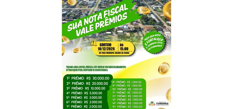 Itanhangá: Campanha de incentivo ao comércio vai sortear 80 mil em dinheiro. Vídeo