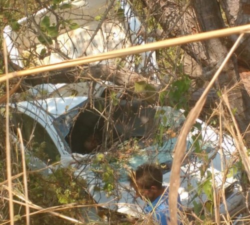 Caminhonete bate em árvores após pneu estourar e duas pessoas morrem em MT