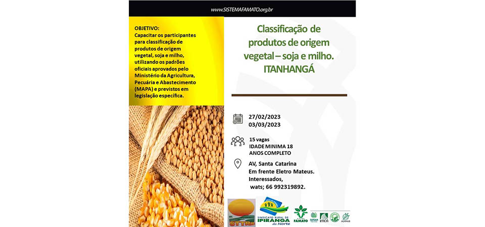 Itanhangá: Sindicato oferece cursos gratuitos à toda população