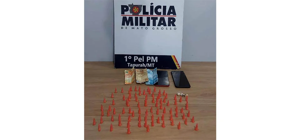 Tapurah: Polícia Militar prende jovem de 18 anos e apreende adolescente por tráfico de drogas