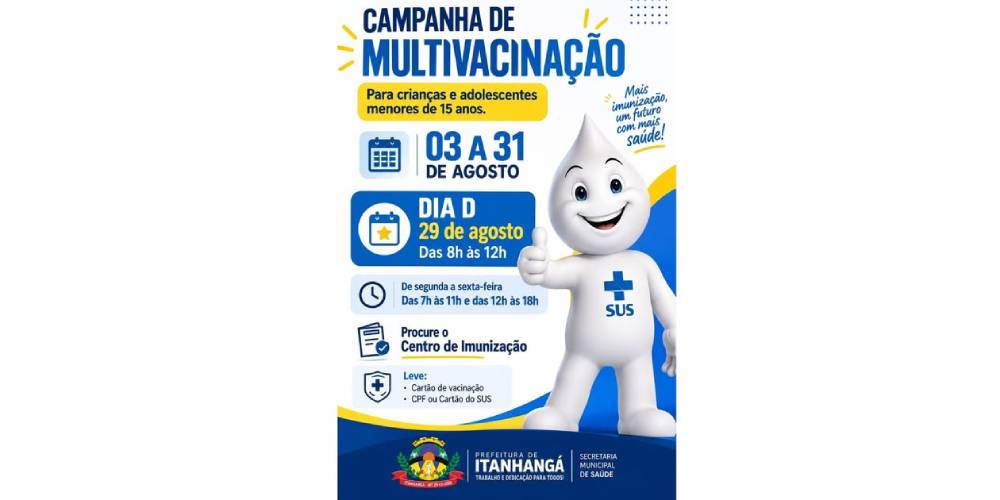 Itanhangá: Secretaria De Saúde lança campanha para vacinar crianças e adolescentes menores de 15 anos